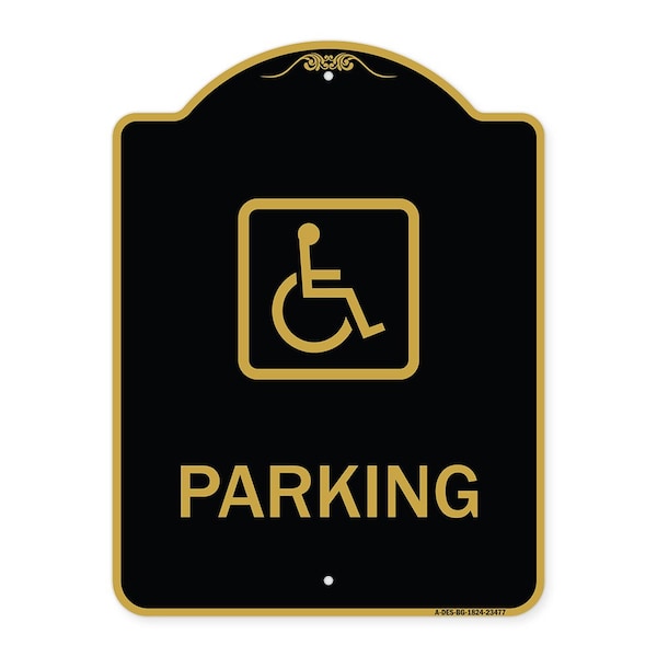 Signmission Designer Series Parking Handicapped, Black & Gold Aluminum Sign, 18" x 24", BG-1824-23477 A-DES-BG-1824-23477 - main